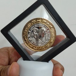 250 rupya (save Indian dog) bymetalic madalion with box and stand
