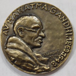 France 1948 Medal - Mahatma Gandhi Commemorative medals Big size with beautiful box and stand