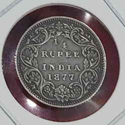 1/4 Rupee Silver Coin Victoria Empress Year 1877