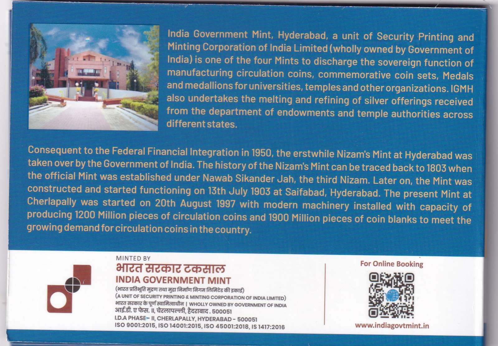 125TH BIRTH ANNIVERSARY OF DR. SYAMA PRASAD MOOKERJEE 1901-2026 HYDERABAD MINT  (( UNC SET))