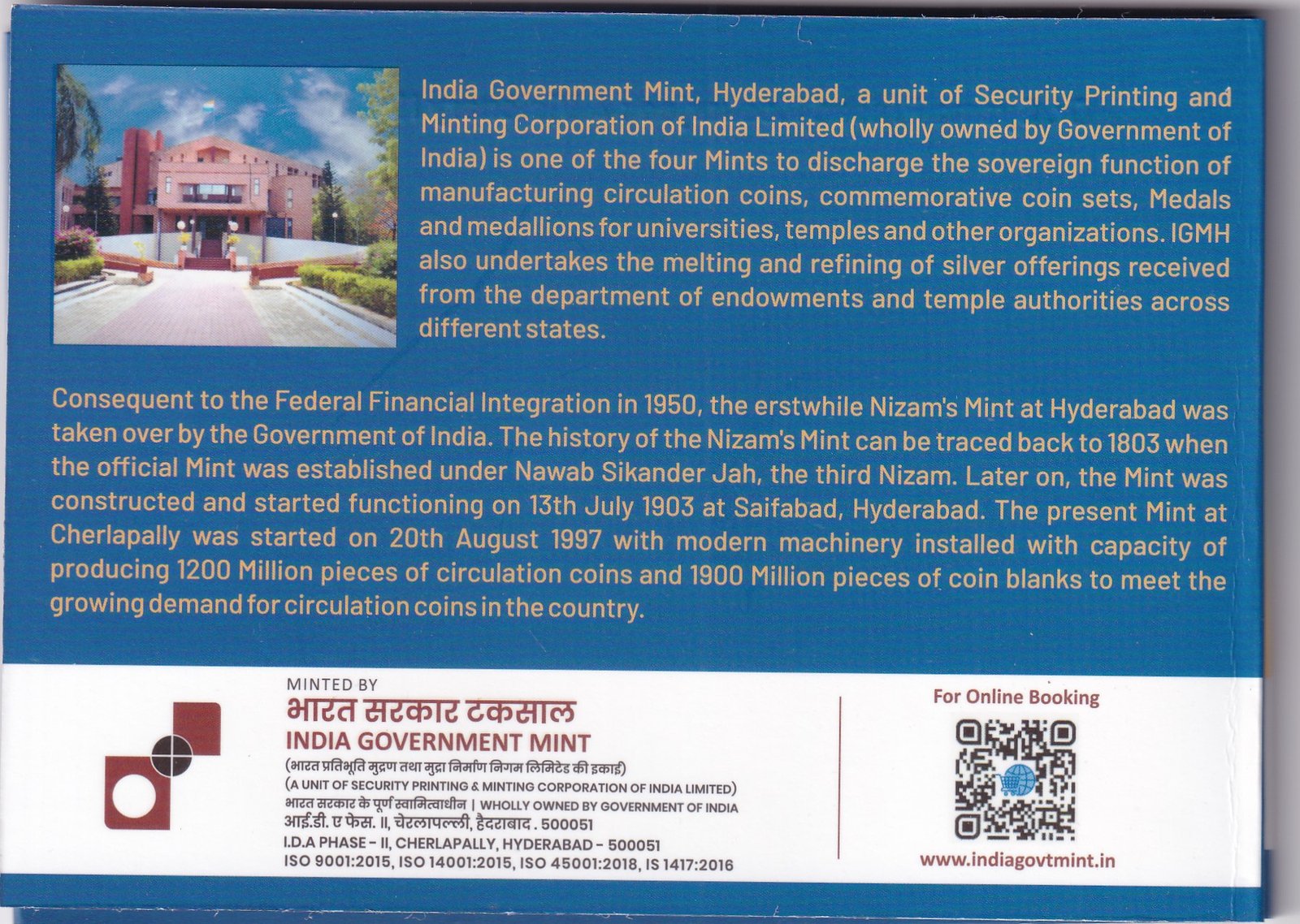 125TH BIRTH ANNIVERSARY OF DR. SYAMA PRASAD MOOKERJEE 1901-2026 HYDERABAD MINT 40gram SILVER  (( PROOF SET))