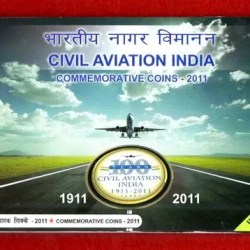 100 YEARS CIVIL AVIATION INDIA 2011 Mumbai Mint UNC SET 2 COIN