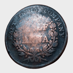 British India Copper Half Anna Year 1835 "East India Company" in Used Condition.