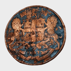 British India Copper One Quarter Anna Key Date Year 1857 Inverted Axis "East India Company" Rare Coinage in Used Condition.