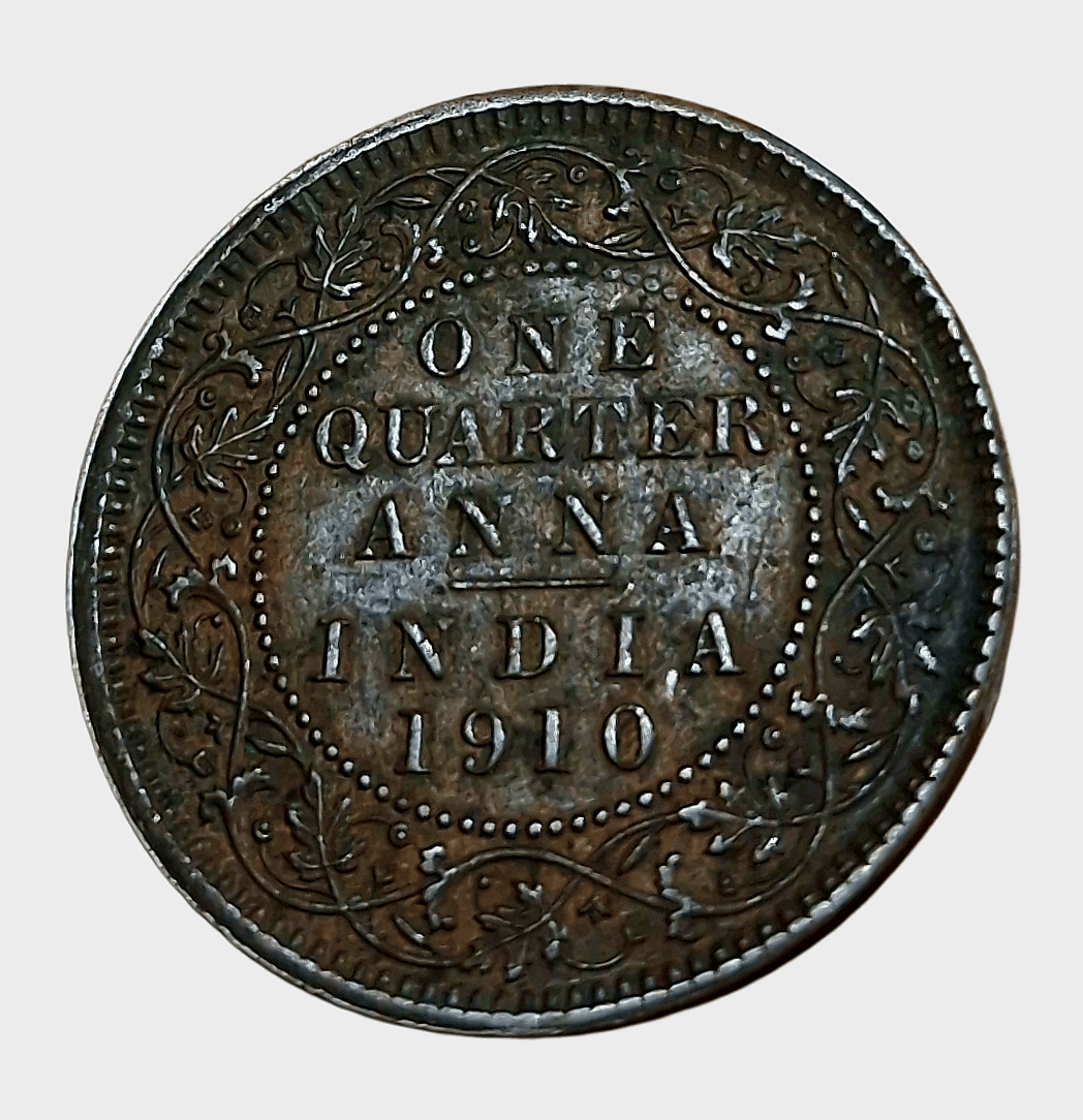 British India Copper One Quarter Anna Year 1910 King Edward-VII **Scare** High Collectable Grade.