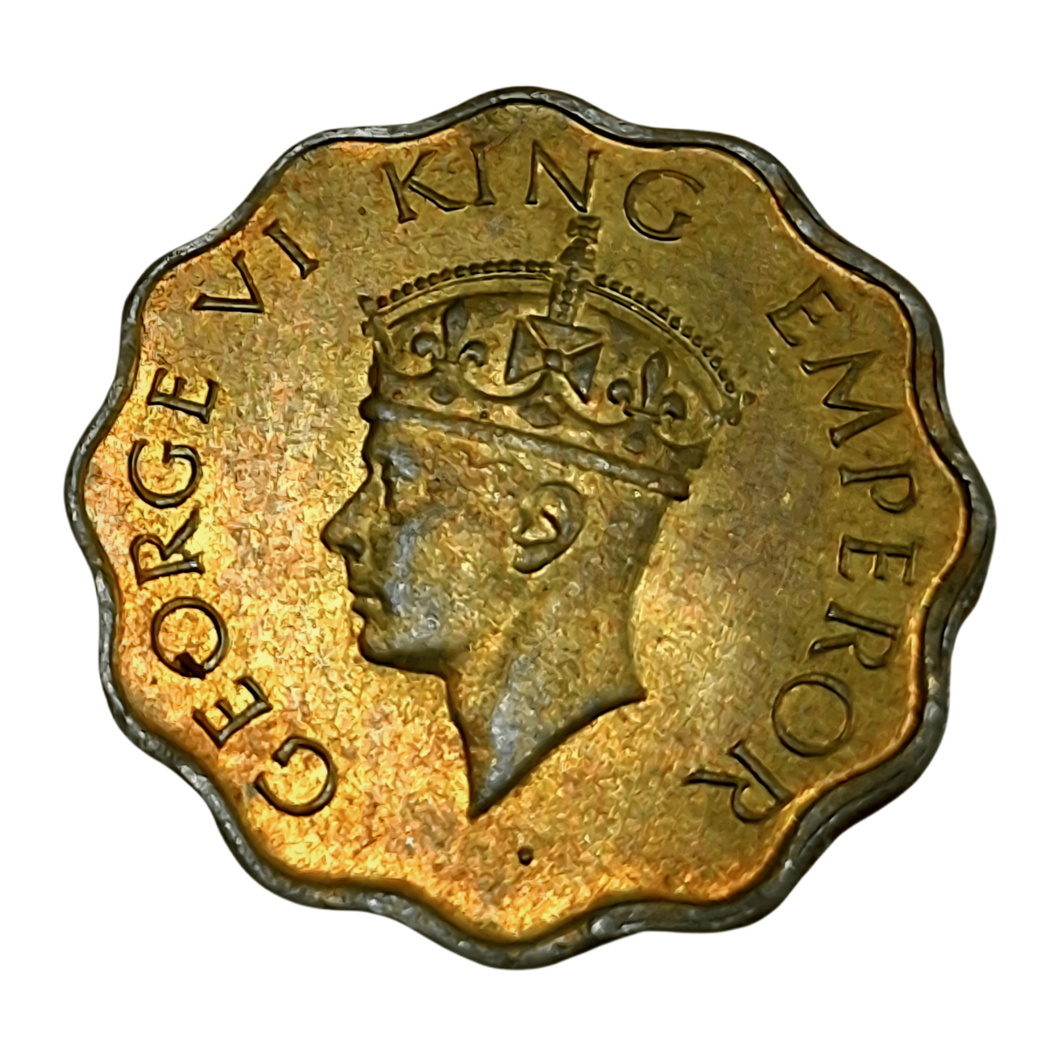 British India One Anna Cu/Ni Year 1939 and Ni/Brs Year 1944 King George-VI Set 2 Coins are in UNC Grades.