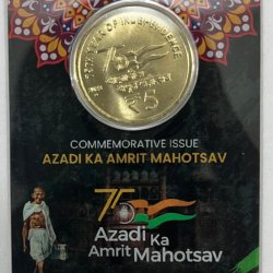 5 Rs. AZADI KA AMRIT MAHOTSAV rare Commemorative Coin Card Special Edition