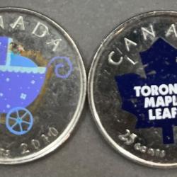 Canada 25 Cents Elizabeth ll ( 2 Coin Set ) Collard Coin #Z-1368