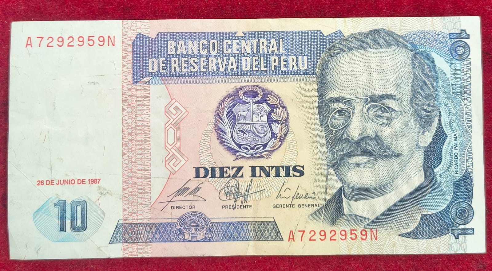 Peru 10 diez Intis rare note