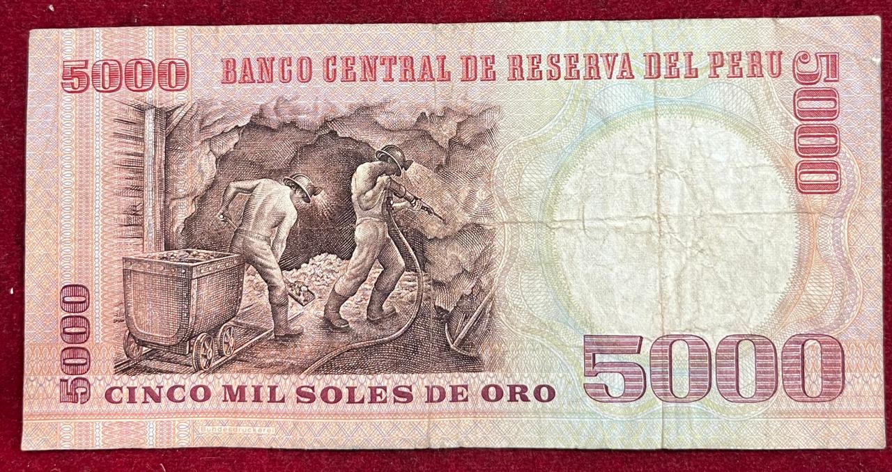 Peru 5000 Soles DE ORO Rare Note