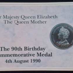 The Queen Mother Elizabeth - 90th Birthday Commemorative Medal 1990 Rare (1 Coin ) Set