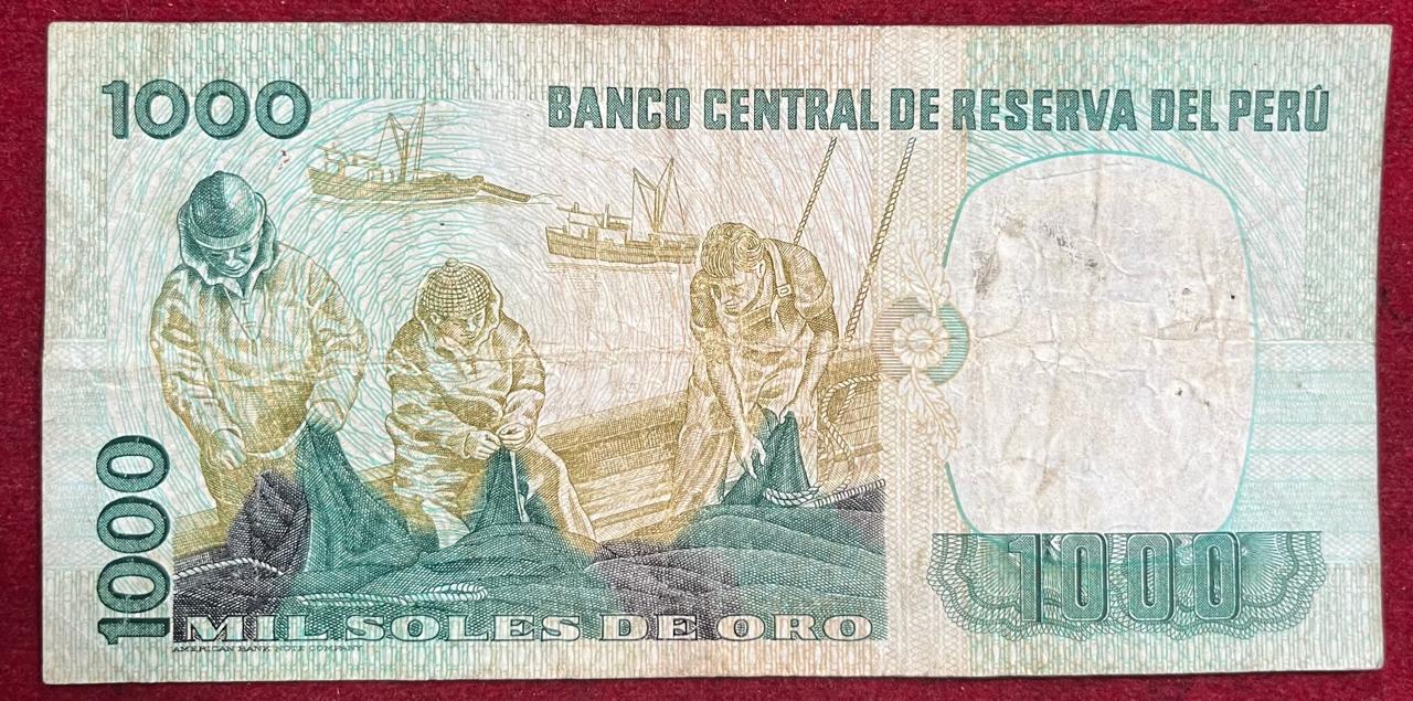 Peru 1000 MIL Soles DE ORO Rare Note