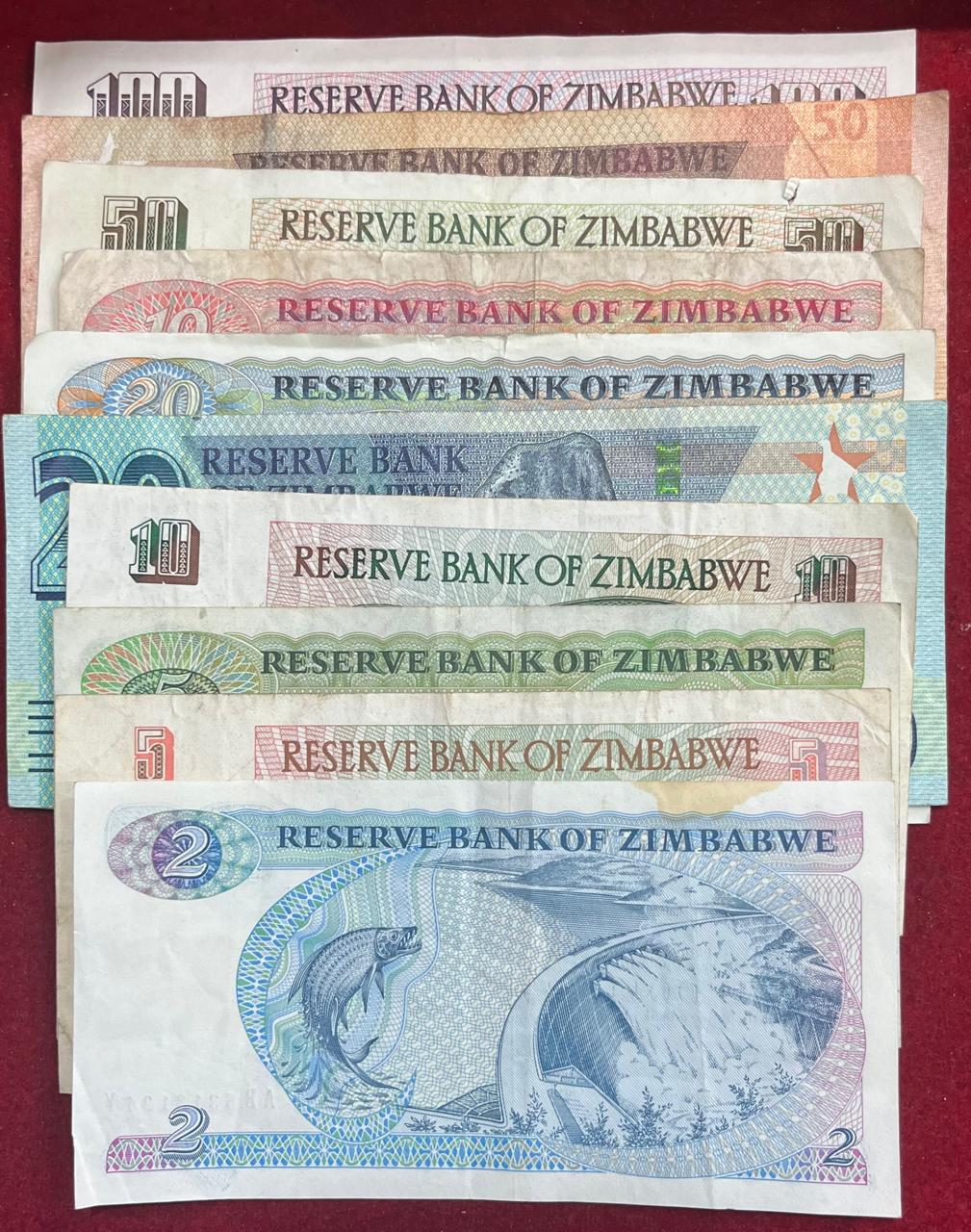Zimbabwe ( 10 Different ) Big Size Denomination Rare ( 10 PCE Set) Lowest Price # SKU-101