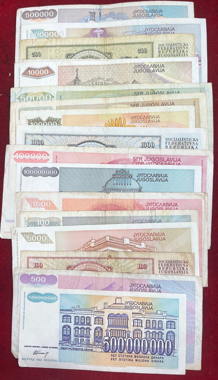 Yugoslavia (16 Differnt) Big Size Denomination Rare ( 16 PCS Set) Lowest Price # SKU-108