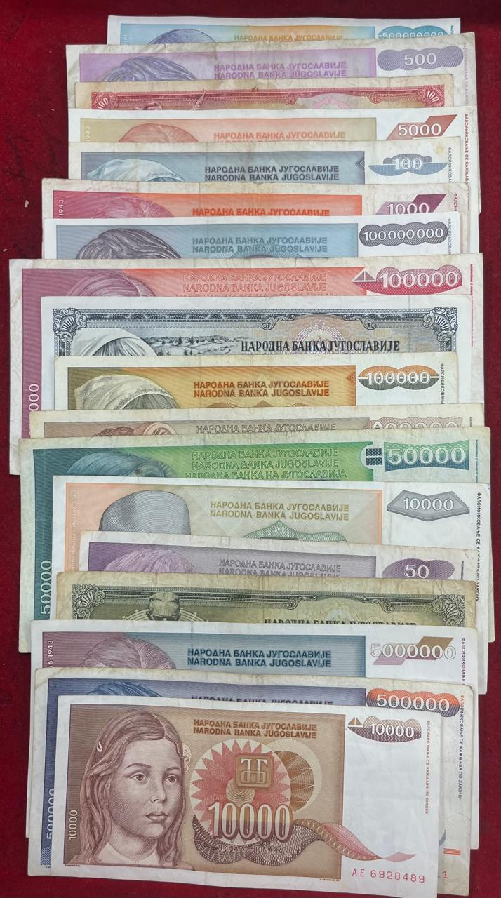 Yugoslavia (16 Differnt) Big Size Denomination Rare ( 16 PCS Set) Lowest Price # SKU-108