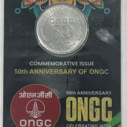 5 Rs ( 50th Anniversary of ONGC Celebrating India ) Commemorative Issue Rare Coin CARD Special Edition