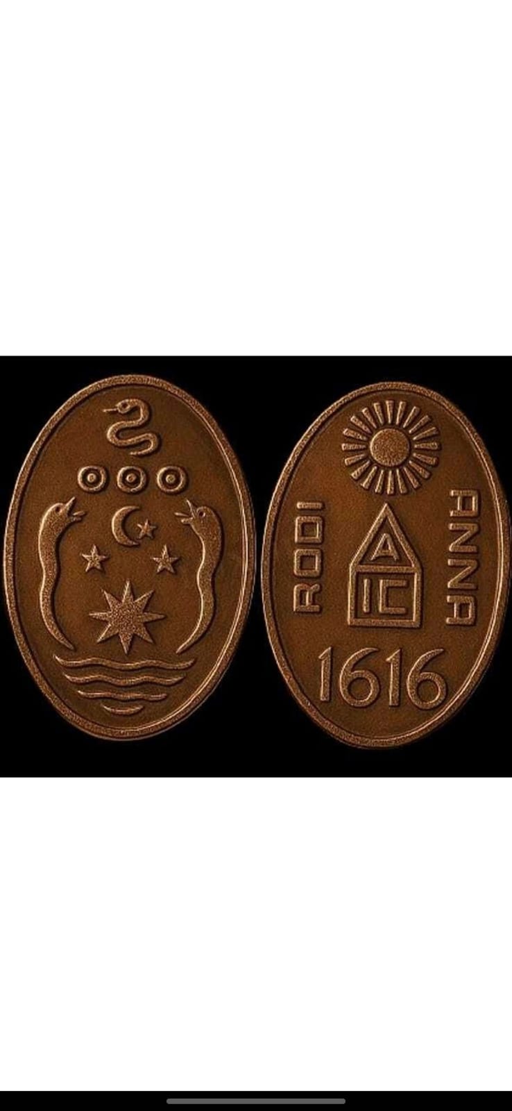 1818 Libbo EIC Half Anna (Weight 73 Gram) Extremely Rare Beautiful Tokens
