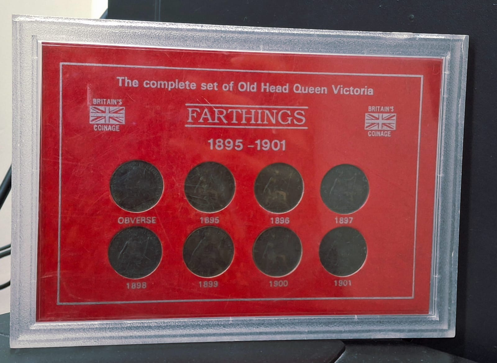 England Farthing Victoria 1895-1901 ( 8 Coins Set) with BOX Rare
