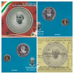 125 Birth Anniversary DR. Rajendra Prasad (1884-2009) Kolkata Mint 2 Coin UNC Set