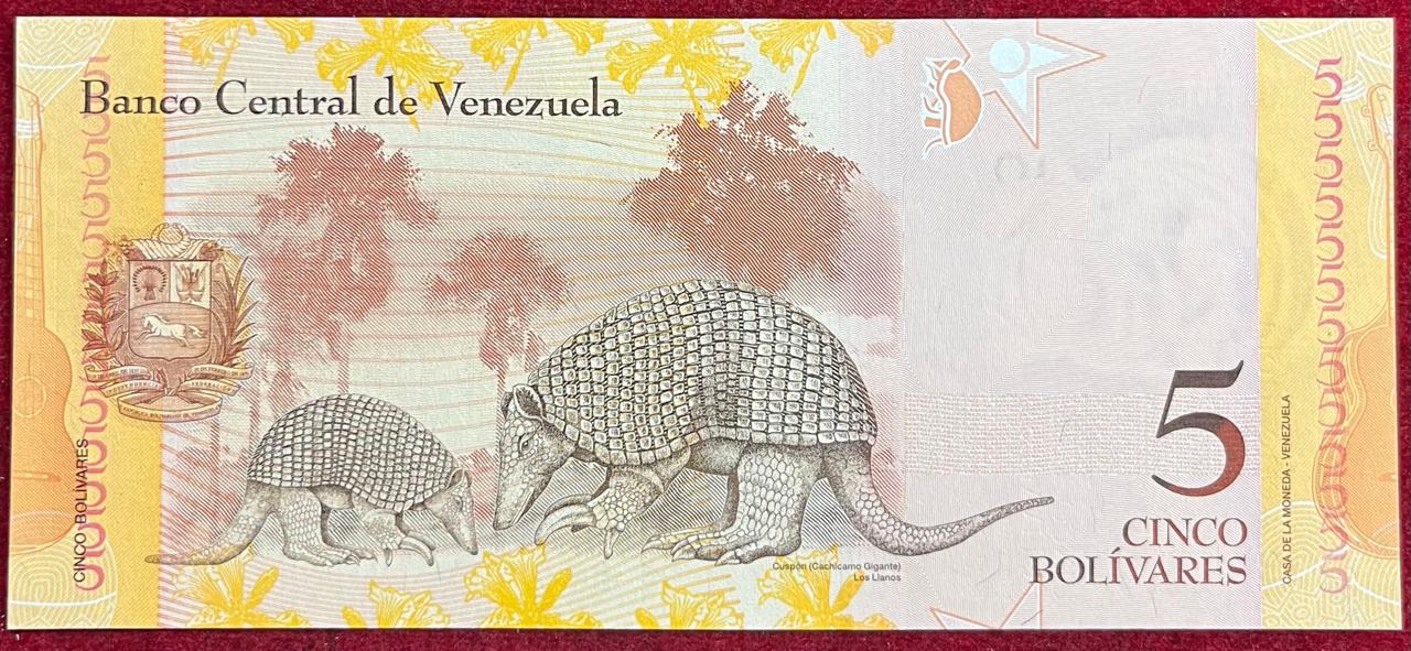 Venezuela 5 Cinco Bolivares UNC Bank Note