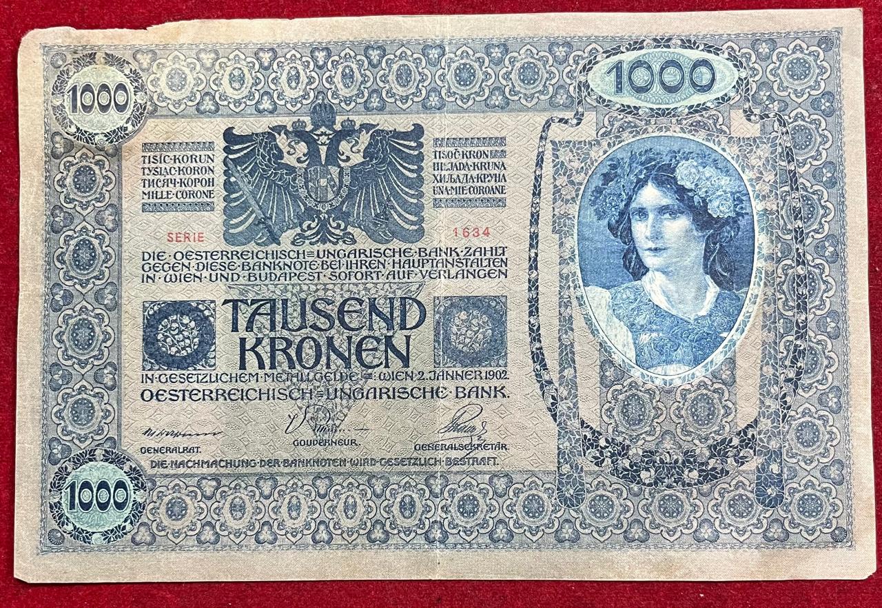 Austrai 1000 Kronen 1902 Big Size Note Condition as PER Image