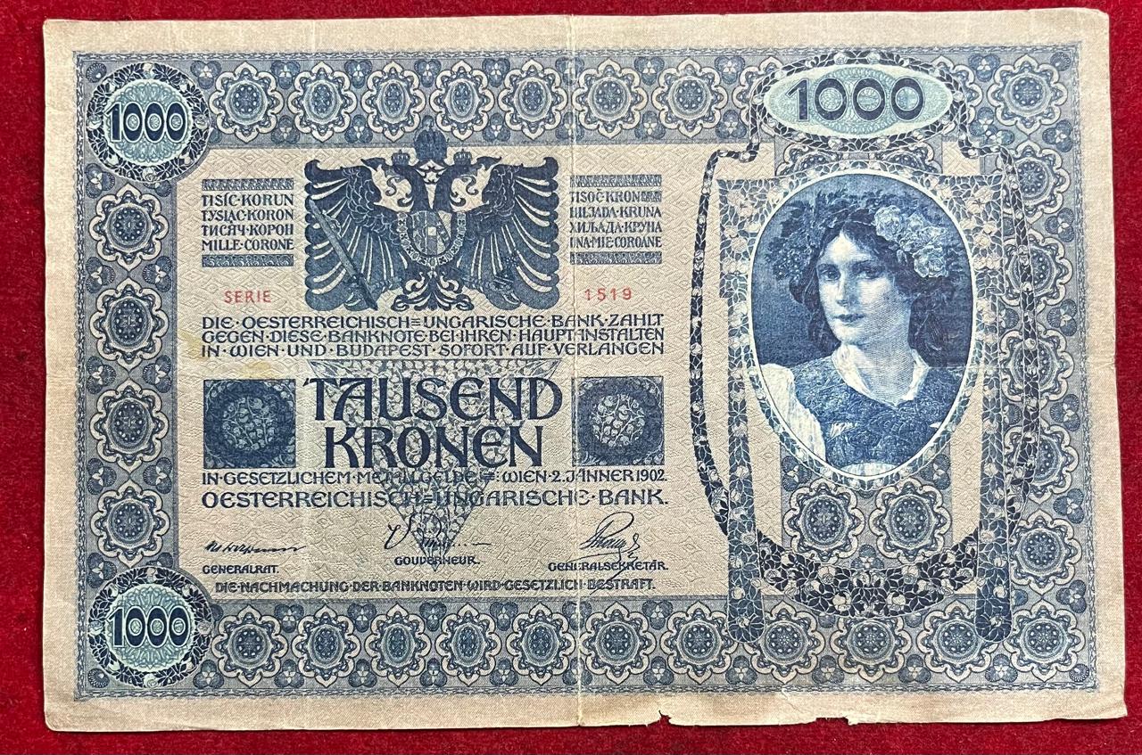 Austrai 1000 Kronen 1902 Big Size Note Condition as PER Image