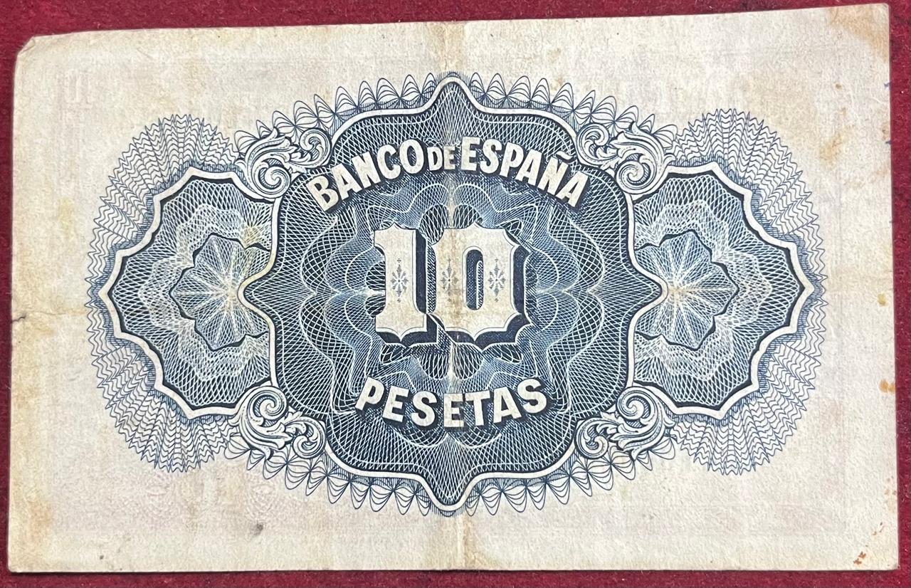 Espana 10 Pesetas Rare Note #B-2