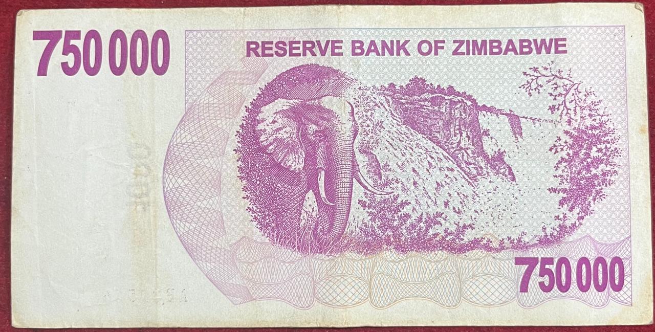 Zimbabwe 750000 Dollars Rare Note #B-2