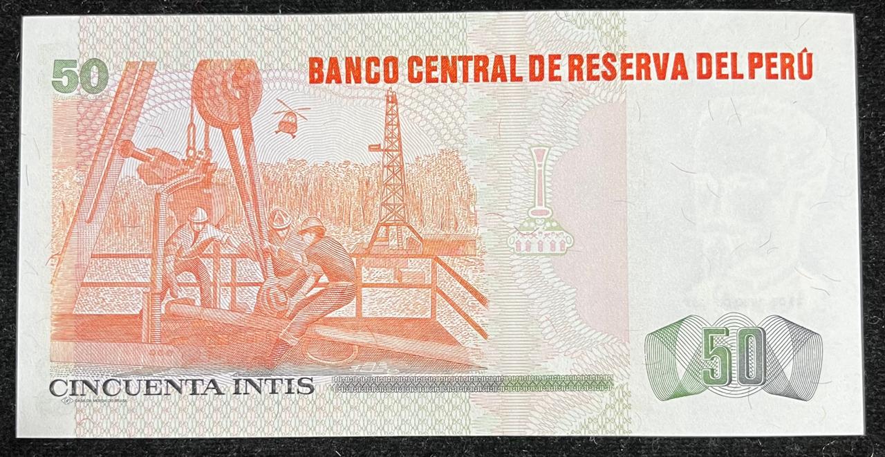 DEL Peru 50 Cincuenta Intis UNC Bank Note