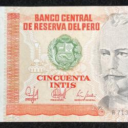 DEL Peru 50 Cincuenta Intis UNC Bank Note