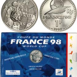 Brillant Universel 1 franc Coupe du Monde de Football 1998 Rare Silver (Weight : 12 gram ) mint packed set