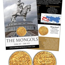 The Mongols – Gold Dinar Reproduction Coin with Beautiful Folder Coin