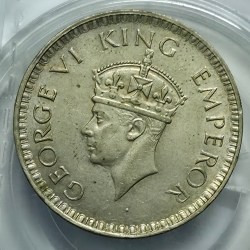 British India George VI One Rupee 1943 Silver Coin AUnc Rare