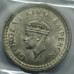 British India George VI One Rupee 1942 Silver Coin Unc Rare