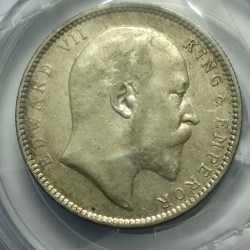 British India Edward One Rupee 1908 Silver Coin AU Grade Rare