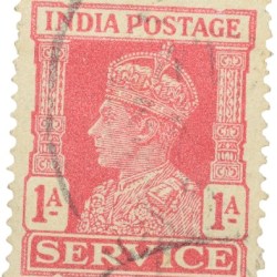 Postal Stamp of George VI 1 Anna Red Colour - Used Condition as per image.