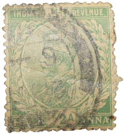 Postal Stamp of George V 1/2 Anna Green Colour - Used Condition as per image.