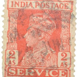 Postal Stamp of George VI 2 Annas Red Colour - Used Condition as per image.