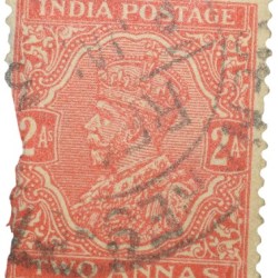 Postal Stamp of George V 2 Annas Red-Orange Colour - Used Condition as per image.