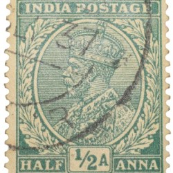 Postal Stamp of George V 1/2 Anna Green Colour - Used Condition as per image.