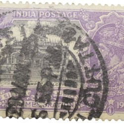 Postal Stamp of George V - Silver Jubliee 6th May 1935 - Jain Temple, Calcutta - 1-1/4 Annas Purple Colour - Used Condition as per Image.