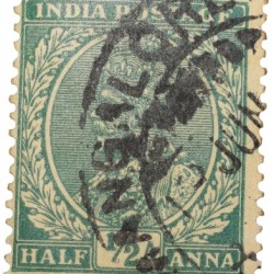 Postal Stamp of George V 1/2 Anna Green Colour - Used Condition as per image.