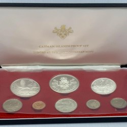 1974 Cayman Islands Queen Elizabeth II Proof Set of 8 Coins 3 are Silver