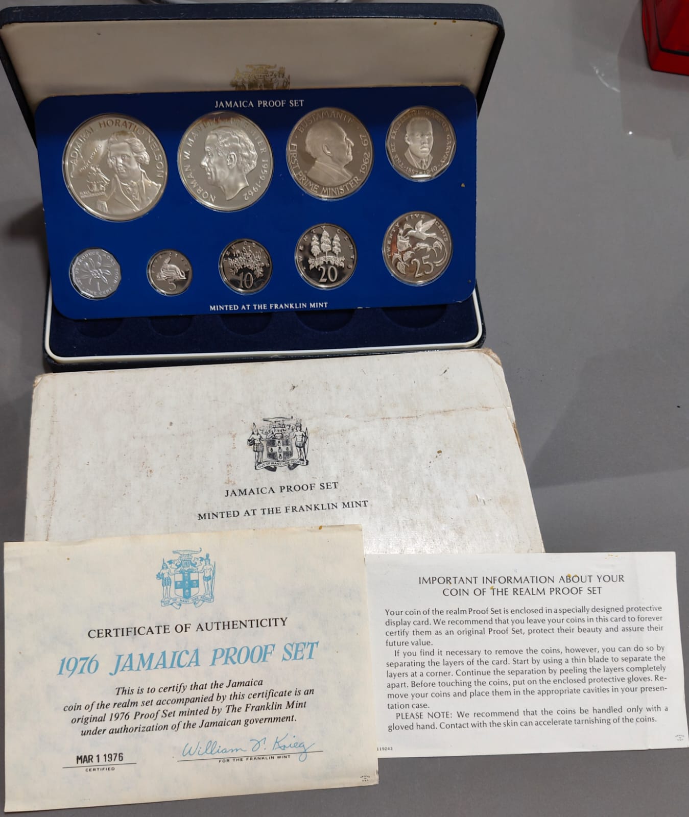 Jamaica Silver Proof Coin Year Set 1976 by Franklin Mint Franklin Mint