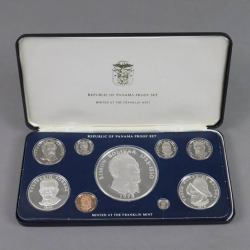 Franklin Mint Nine Proof Coin Set Silver Content 191.44 Grams Panama 1975
