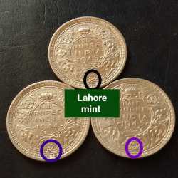 King👑👑👑👑 George Vl 🌗 Lahore Mint Half rupees 1943/44/45 Weight 6gm each Silver🏅 Original Gauarantee Excellent Condition.
