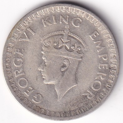 1942 British India Half Rupee George VI Bombay Mint Silver Coin