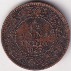 British India Victoria 1/12 Anna 1887 Coin