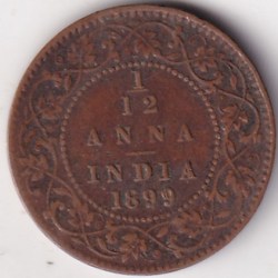 British India Victoria 1/12 Anna 1899 Coin