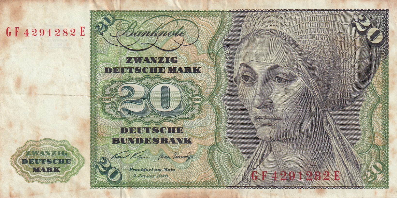 Germen 20 MARK 1970 Rare Note #B-2